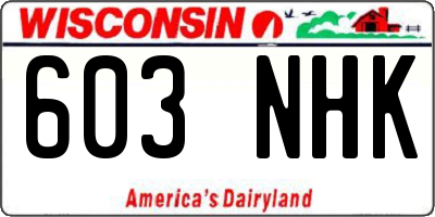 WI license plate 603NHK