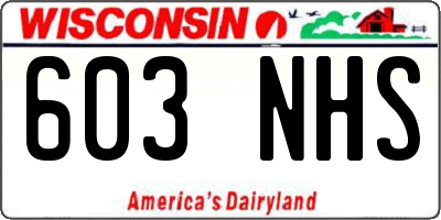 WI license plate 603NHS