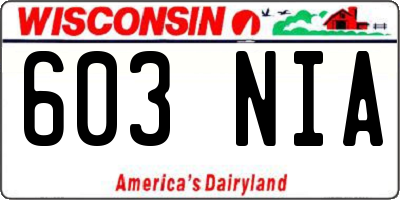 WI license plate 603NIA