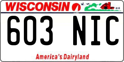 WI license plate 603NIC
