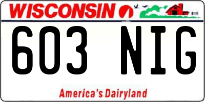 WI license plate 603NIG