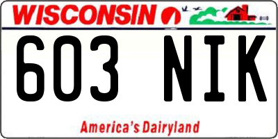 WI license plate 603NIK