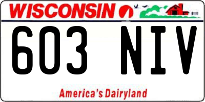 WI license plate 603NIV