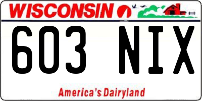WI license plate 603NIX