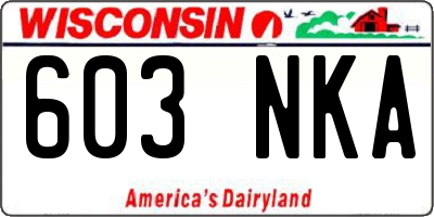 WI license plate 603NKA