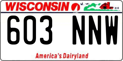 WI license plate 603NNW