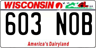 WI license plate 603NOB