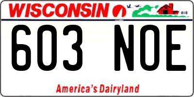 WI license plate 603NOE