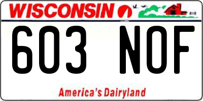 WI license plate 603NOF