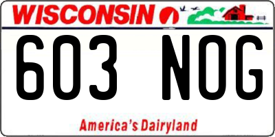 WI license plate 603NOG