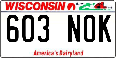WI license plate 603NOK