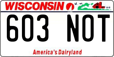 WI license plate 603NOT
