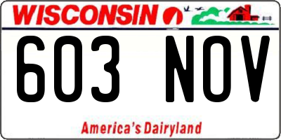 WI license plate 603NOV