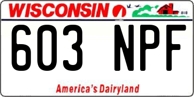 WI license plate 603NPF