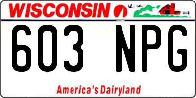 WI license plate 603NPG