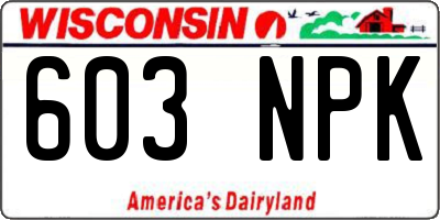 WI license plate 603NPK
