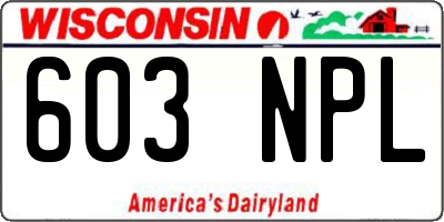 WI license plate 603NPL