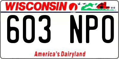 WI license plate 603NPO
