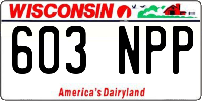 WI license plate 603NPP