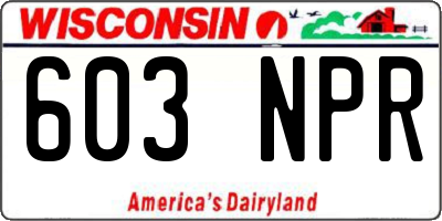 WI license plate 603NPR