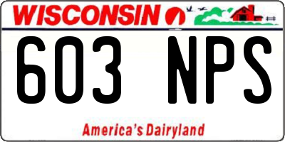 WI license plate 603NPS