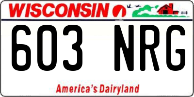 WI license plate 603NRG