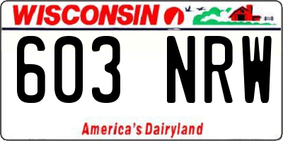 WI license plate 603NRW