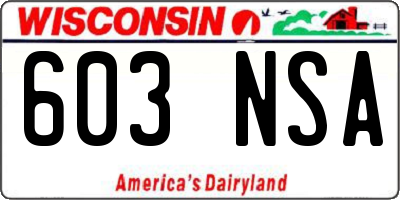 WI license plate 603NSA