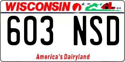 WI license plate 603NSD