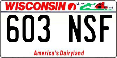 WI license plate 603NSF