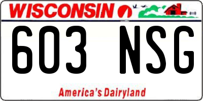 WI license plate 603NSG