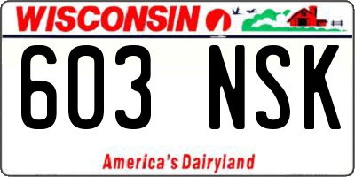 WI license plate 603NSK