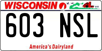 WI license plate 603NSL