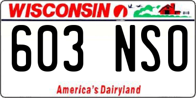 WI license plate 603NSO
