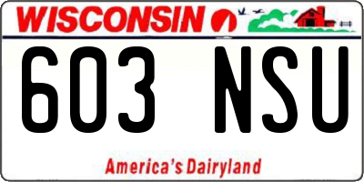 WI license plate 603NSU