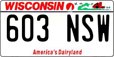 WI license plate 603NSW