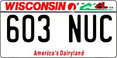 WI license plate 603NUC
