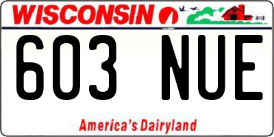 WI license plate 603NUE