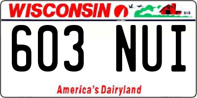 WI license plate 603NUI