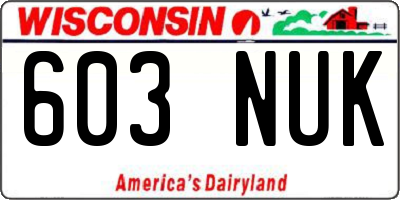 WI license plate 603NUK