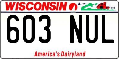 WI license plate 603NUL
