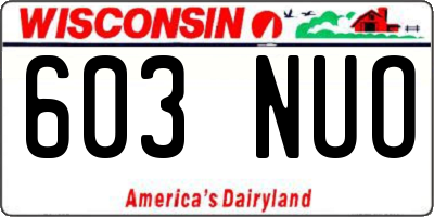 WI license plate 603NUO