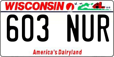 WI license plate 603NUR