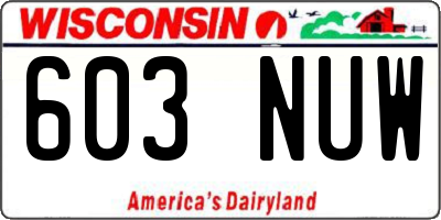 WI license plate 603NUW