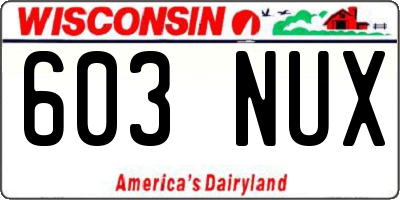 WI license plate 603NUX