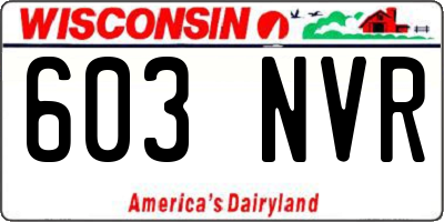WI license plate 603NVR