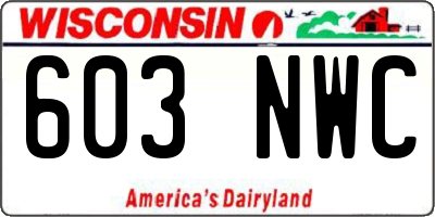 WI license plate 603NWC