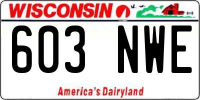 WI license plate 603NWE