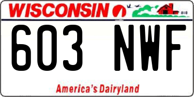 WI license plate 603NWF