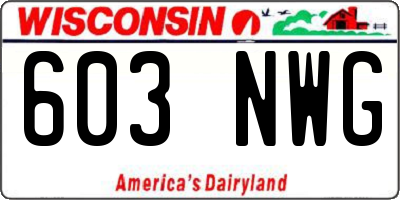 WI license plate 603NWG